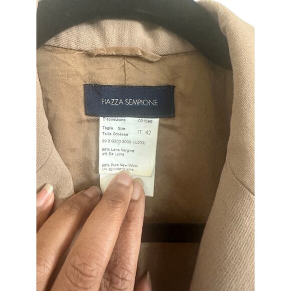 Piazza Sempione Women's Wool Blend Blazer IT 42 Beige Double-Breasted Jacket - Picture 7 of 12